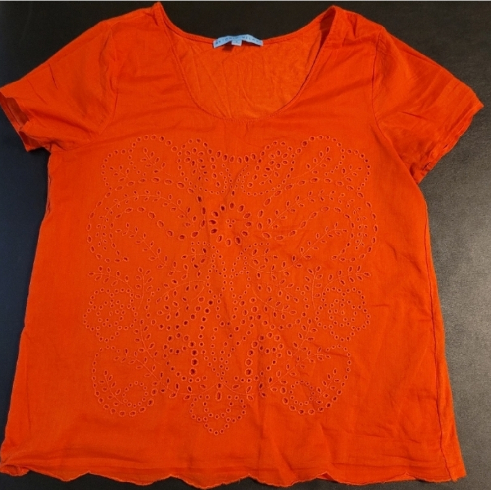 Red Orange eyelet blouse